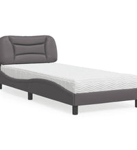 Bett mit Matratze Grau 80x200 cm Kunstleder