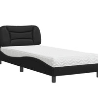 Bett mit Matratze Schwarz 90x190 cm Kunstleder