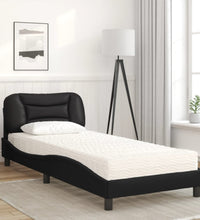 Bett mit Matratze Schwarz 90x190 cm Kunstleder