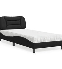 Bett mit Matratze Schwarz 90x190 cm Kunstleder