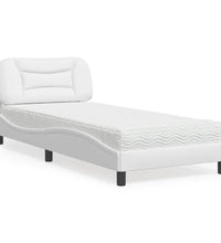 Bett mit Matratze Weiß 90x190 cm Kunstleder