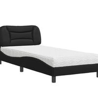 Bett mit Matratze Schwarz 90x200 cm Kunstleder