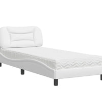 Bett mit Matratze Weiß 90x200 cm Kunstleder