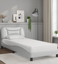 Bett mit Matratze Weiß 90x200 cm Kunstleder