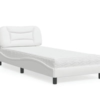 Bett mit Matratze Weiß 90x200 cm Kunstleder