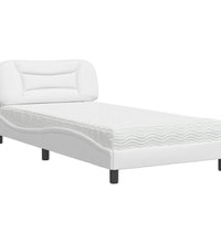 Bett mit Matratze Weiß 100x200 cm Kunstleder