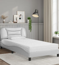 Bett mit Matratze Weiß 100x200 cm Kunstleder