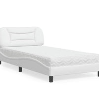 Bett mit Matratze Weiß 100x200 cm Kunstleder