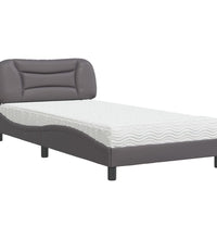 Bett mit Matratze Grau 100x200 cm Kunstleder