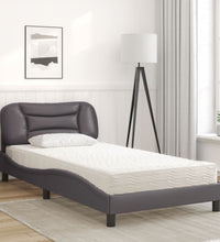 Bett mit Matratze Grau 100x200 cm Kunstleder