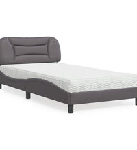 Bett mit Matratze Grau 100x200 cm Kunstleder