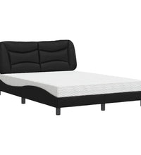 Bett mit Matratze Schwarz 140x190 cm Kunstleder