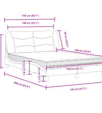 Bett mit Matratze Grau 140x190 cm Kunstleder