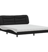 Bett mit Matratze Schwarz und Weiß 180x200 cm Kunstleder