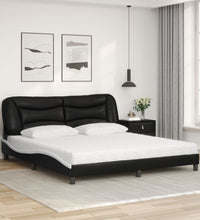 Bett mit Matratze Schwarz und Weiß 180x200 cm Kunstleder