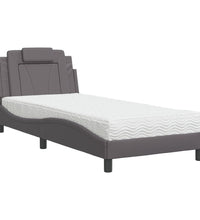 Bett mit Matratze Grau 80x200 cm Kunstleder