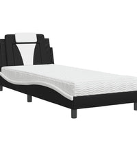 Bett mit Matratze Schwarz und Weiß 80x200 cm Kunstleder