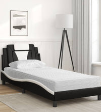 Bett mit Matratze Schwarz und Weiß 80x200 cm Kunstleder