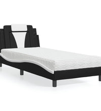 Bett mit Matratze Schwarz und Weiß 80x200 cm Kunstleder