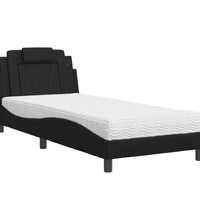 Bett mit Matratze Schwarz 90x190 cm Kunstleder