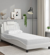 Bett mit Matratze Weiß 90x190 cm Kunstleder