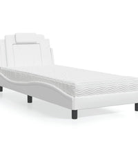 Bett mit Matratze Weiß 90x190 cm Kunstleder