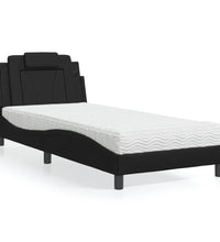 Bett mit Matratze Schwarz 90x200 cm Kunstleder