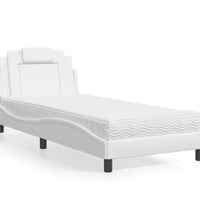 Bett mit Matratze Weiß 90x200 cm Kunstleder