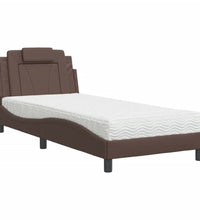 Bett mit Matratze Braun 90x200 cm Kunstleder