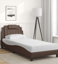 Bett mit Matratze Braun 90x200 cm Kunstleder