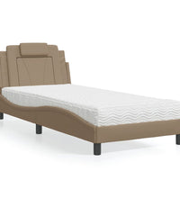 Bett mit Matratze Cappuccino-Braun 90x200 cm Kunstleder