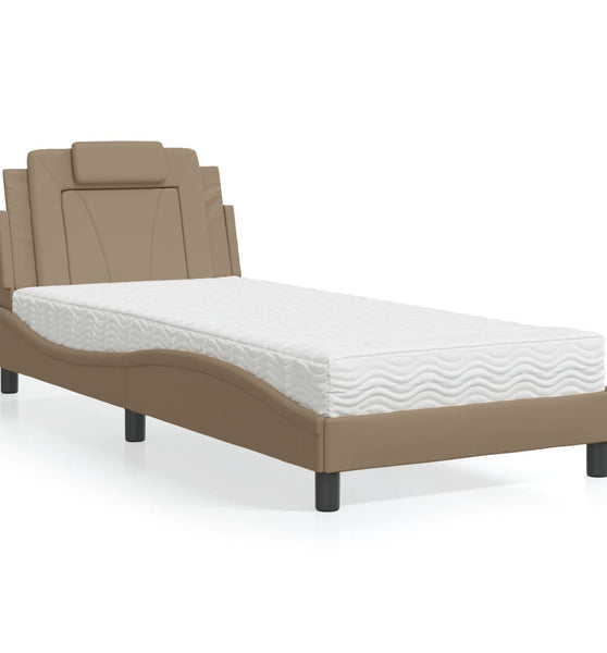 Bett mit Matratze Cappuccino-Braun 90x200 cm Kunstleder
