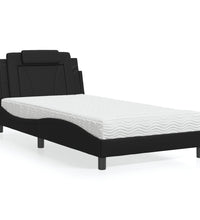 Bett mit Matratze Schwarz 100x200 cm Kunstleder
