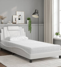 Bett mit Matratze Weiß 100x200 cm Kunstleder