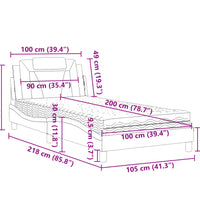 Bett mit Matratze Weiß 100x200 cm Kunstleder