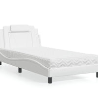 Bett mit Matratze Weiß 100x200 cm Kunstleder