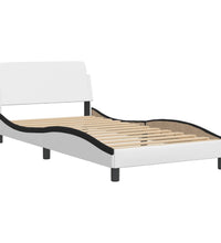 Bett mit Matratze Weiß und Schwarz 100x200 cm Kunstleder