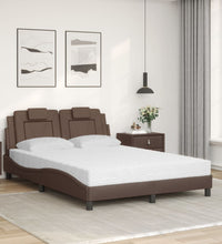Bett mit Matratze Braun 140x190 cm Kunstleder