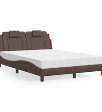 Bett mit Matratze Braun 140x190 cm Kunstleder