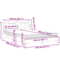 Bett mit Matratze Grau 140x190 cm Kunstleder
