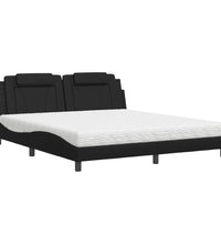 Bett mit Matratze Schwarz 180x200 cm Kunstleder