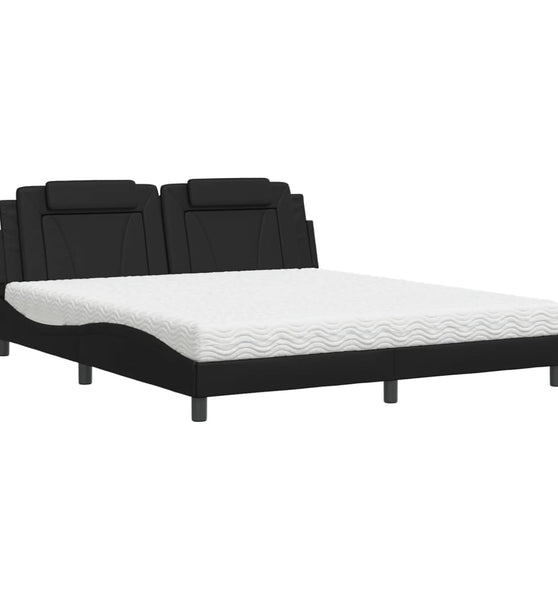 Bett mit Matratze Schwarz 180x200 cm Kunstleder