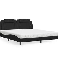 Bett mit Matratze Schwarz 180x200 cm Kunstleder