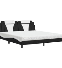 Bett mit Matratze Schwarz und Weiß 180x200 cm Kunstleder