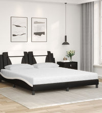 Bett mit Matratze Schwarz und Weiß 180x200 cm Kunstleder