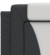 Bett mit Matratze Schwarz und Weiß 180x200 cm Kunstleder