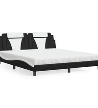 Bett mit Matratze Schwarz und Weiß 180x200 cm Kunstleder