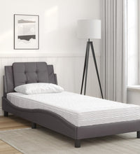 Bett mit Matratze Grau 80x200 cm Kunstleder