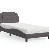 Bett mit Matratze Grau 80x200 cm Kunstleder
