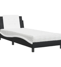 Bett mit Matratze Schwarz und Weiß 80x200 cm Kunstleder